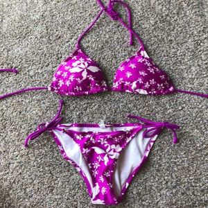 Aerie purple floral bikini